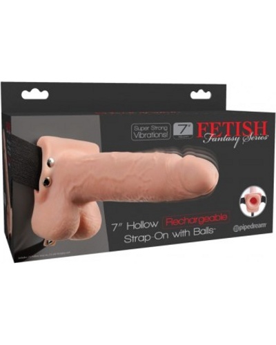 7" Hollow Rechargeable Strap-On Remote -   