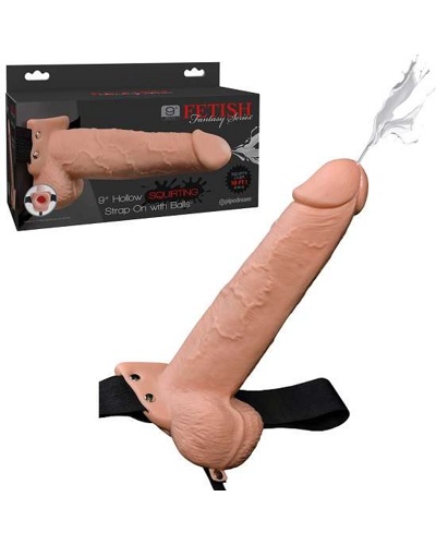 9" Hollow Squirting Strap-on -   