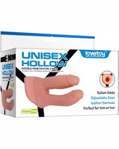 Unisex hollow double penetrator 6"    