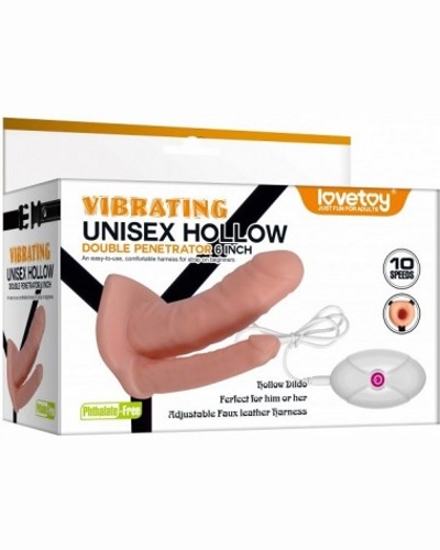 Vibrating Unisex Hollow Strap On -   
