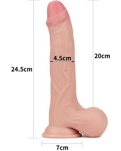 9.5'' Sliding Skin Dual Layer Dong - Whole Testicle -   