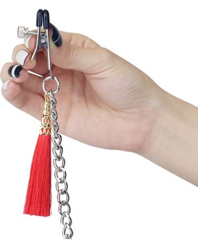 Nipple Clit Tassel Clamp With Chain -       