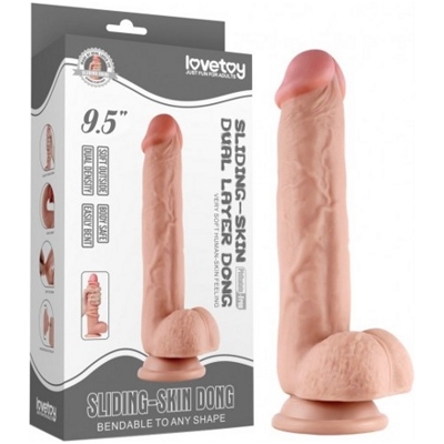 «9.5'' Sliding Skin Dual Layer Dong» - Фаллоимитатор- фото2
