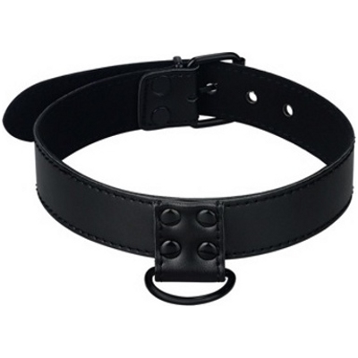 «Bondage Fetish Black Matt Collar With Leash» - ошейник с поводком- фото2