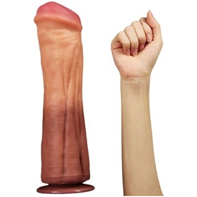 «12'' Dual layered Liquid Silicone Nature Cock» - Фаллоимитатор- фото5